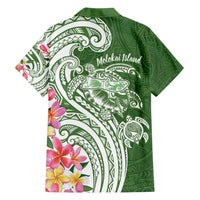 Aloha Molokai Island Personalized Family Matching Summer Maxi Dress and Hawaiian Shirt Sage Dreamy Turtle