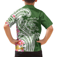 Aloha Molokai Island Personalized Family Matching Tank Maxi Dress and Hawaiian Shirt Sage Dreamy Turtle