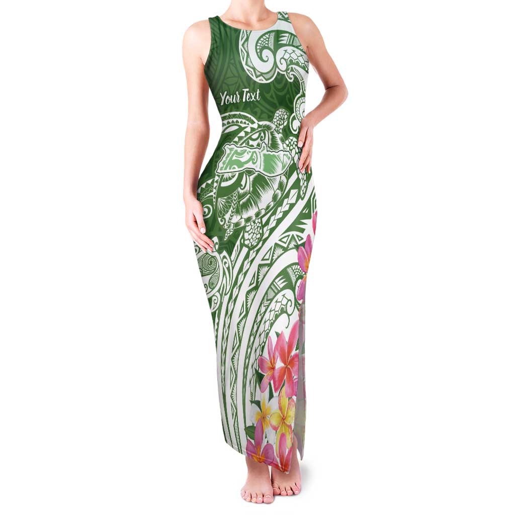 Aloha Molokai Island Personalized Family Matching Tank Maxi Dress and Hawaiian Shirt Sage Dreamy Turtle