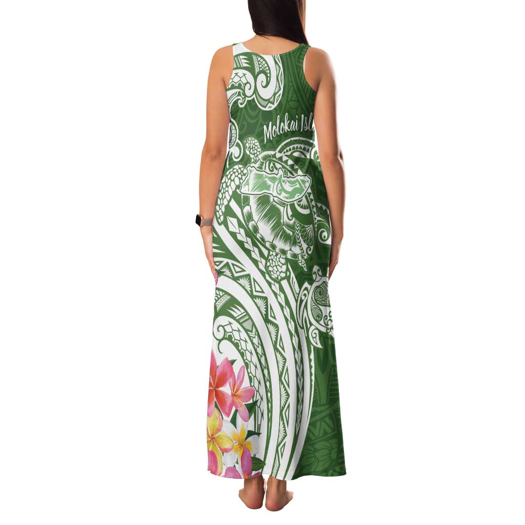 Aloha Molokai Island Personalized Family Matching Tank Maxi Dress and Hawaiian Shirt Sage Dreamy Turtle