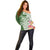 Aloha Molokai Island Personalized Off Shoulder Sweater Sage Dreamy Turtle