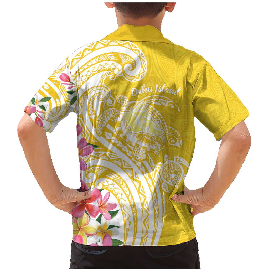 Aloha Oahu Island Personalized Family Matching Mermaid Dress and Hawaiian Shirt Yellow Dreamy Turtle LT7 - Polynesian Pride