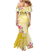 Aloha Oahu Island Personalized Family Matching Mermaid Dress and Hawaiian Shirt Yellow Dreamy Turtle LT7 - Polynesian Pride