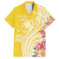 Aloha Oahu Island Personalized Family Matching Off The Shoulder Long Sleeve Dress and Hawaiian Shirt Yellow Dreamy Turtle LT7 Dad's Shirt - Short Sleeve Yellow - Polynesian Pride