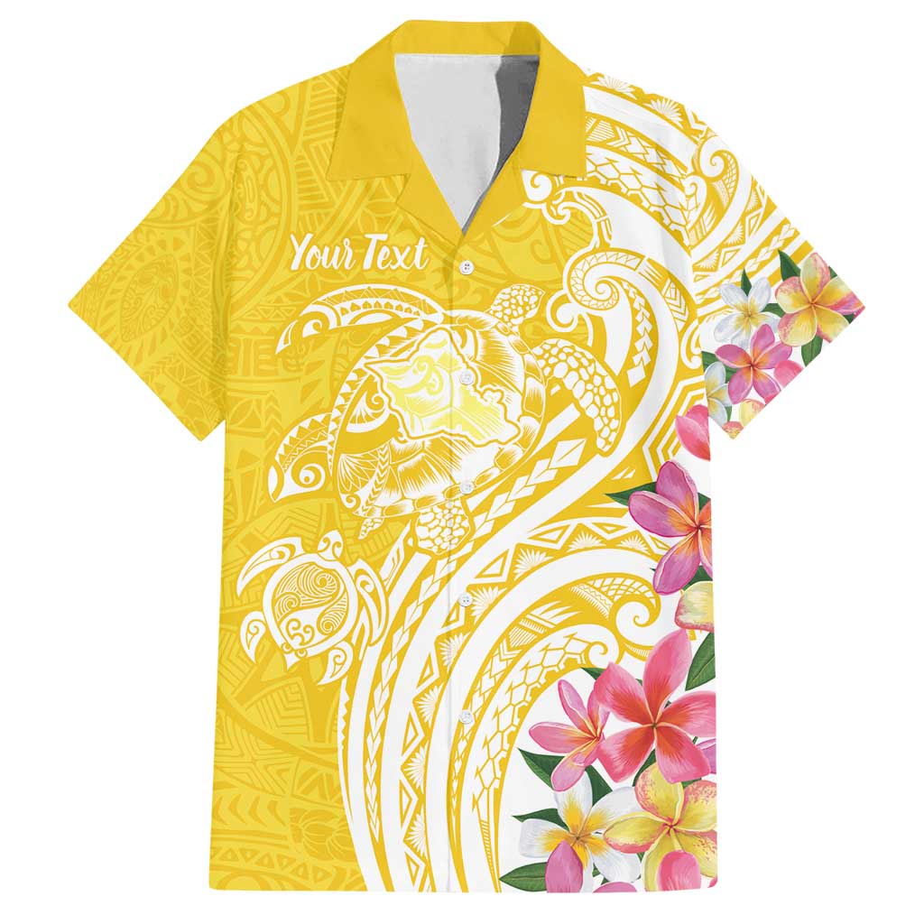 Aloha Oahu Island Personalized Family Matching Tank Maxi Dress and Hawaiian Shirt Yellow Dreamy Turtle