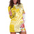 Aloha Oahu Island Personalized Hoodie Dress Yellow Dreamy Turtle