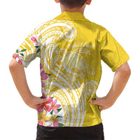 Aloha Oahu Island Personalized Kid Hawaiian Shirt Yellow Dreamy Turtle