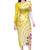 Aloha Oahu Island Personalized Long Sleeve Bodycon Dress Yellow Dreamy Turtle