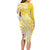 Aloha Oahu Island Personalized Long Sleeve Bodycon Dress Yellow Dreamy Turtle