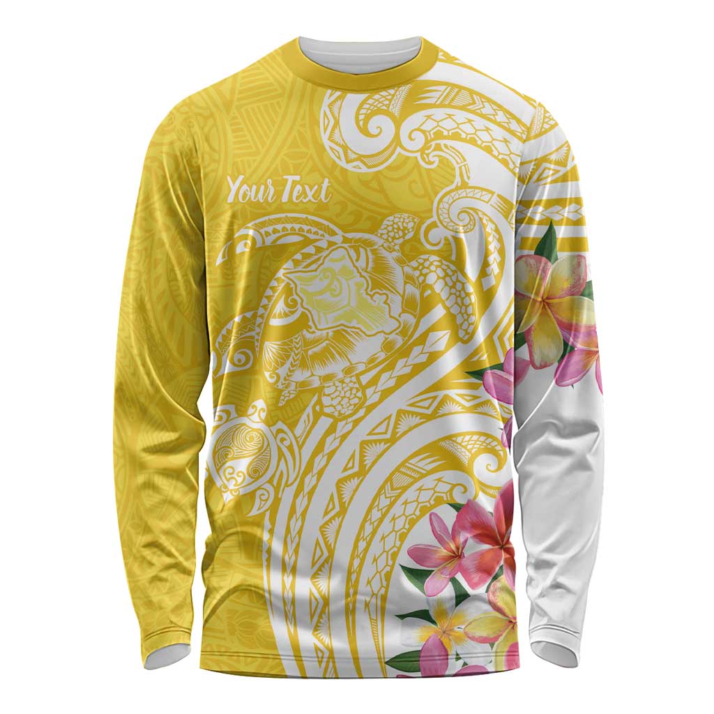 Aloha Oahu Island Personalized Long Sleeve Shirt Yellow Dreamy Turtle