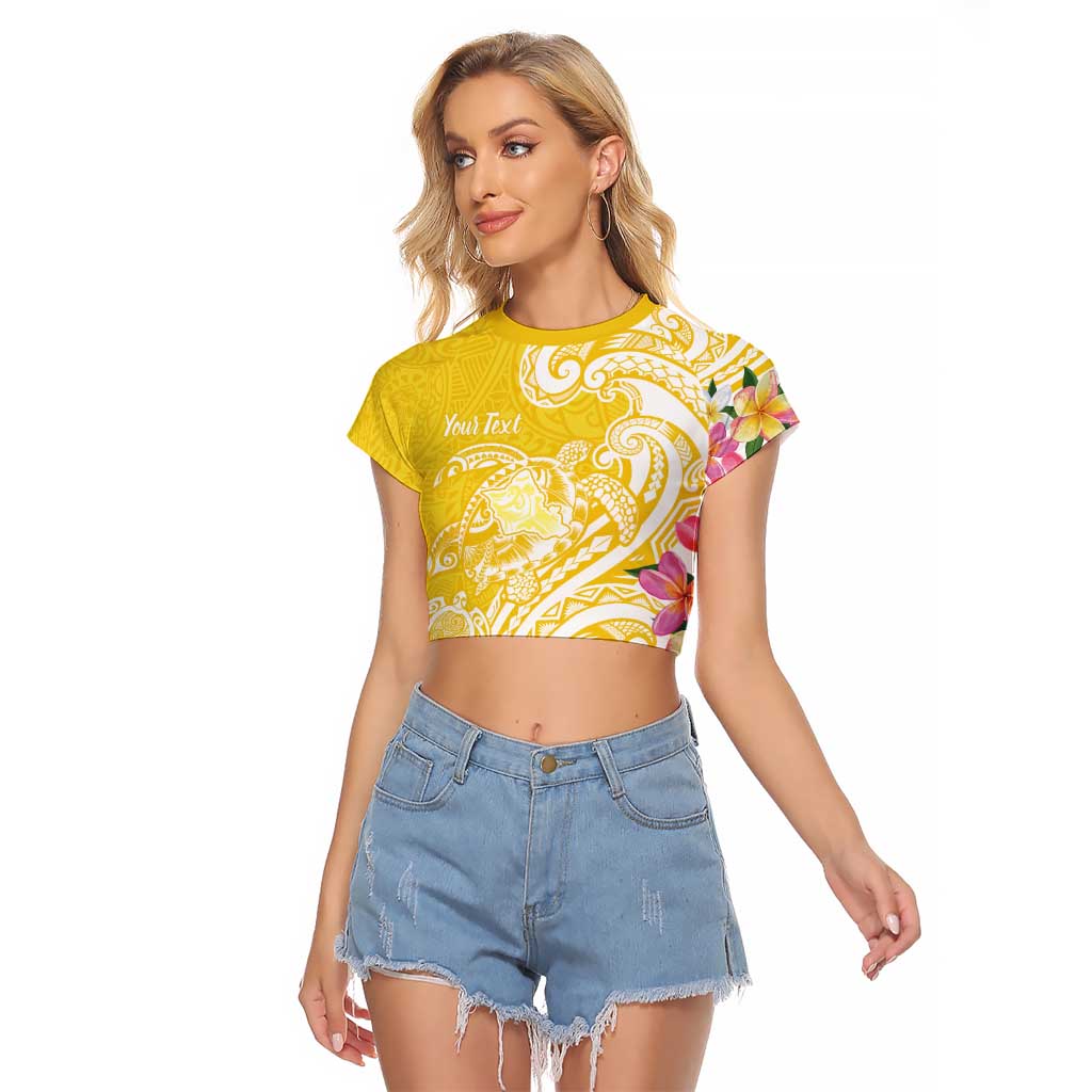 Aloha Oahu Island Personalized Raglan Cropped T Shirt Yellow Dreamy Turtle