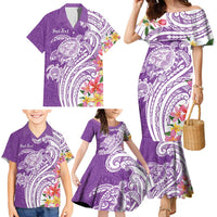 Aloha Kauai Island Personalized Family Matching Mermaid Dress and Hawaiian Shirt Lilac Dreamy Turtle LT7 - Polynesian Pride