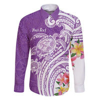 Aloha Kauai Island Personalized Family Matching Mermaid Dress and Hawaiian Shirt Lilac Dreamy Turtle LT7 Dad's Shirt - Long Sleeve Lilac - Polynesian Pride