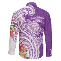 Aloha Kauai Island Personalized Family Matching Off The Shoulder Long Sleeve Dress and Hawaiian Shirt Lilac Dreamy Turtle LT7 - Polynesian Pride