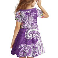 Aloha Kauai Island Personalized Family Matching Off Shoulder Maxi Dress and Hawaiian Shirt Lilac Dreamy Turtle