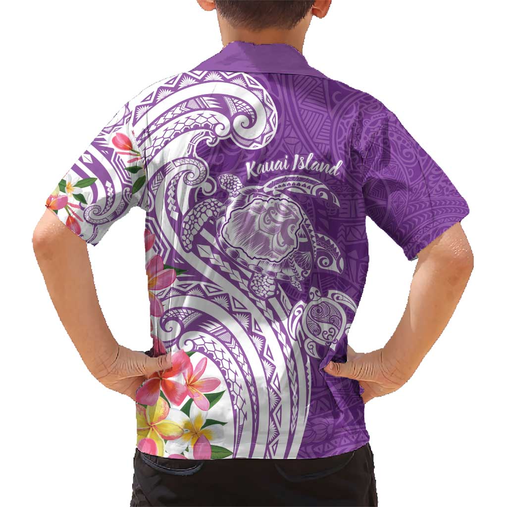 Aloha Kauai Island Personalized Family Matching Short Sleeve Bodycon Dress and Hawaiian Shirt Lilac Dreamy Turtle LT7 - Polynesian Pride