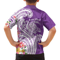 Aloha Kauai Island Personalized Family Matching Tank Maxi Dress and Hawaiian Shirt Lilac Dreamy Turtle LT7 - Polynesian Pride