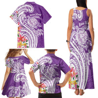 Aloha Kauai Island Personalized Family Matching Tank Maxi Dress and Hawaiian Shirt Lilac Dreamy Turtle LT7 - Polynesian Pride