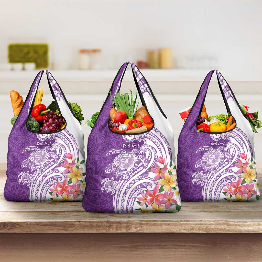 Aloha Kauai Island Personalized Grocery Bag Lilac Dreamy Turtle