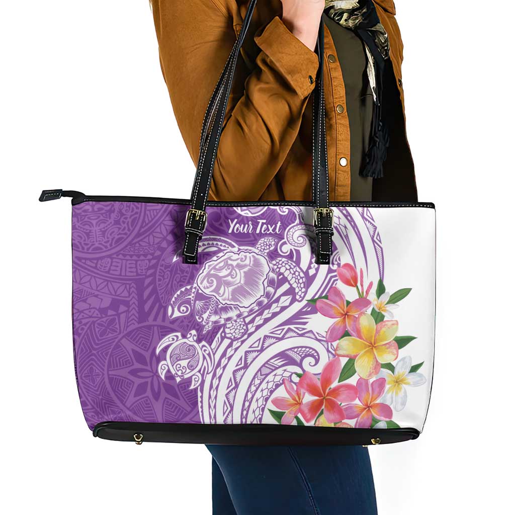 Aloha Kauai Island Personalized Leather Tote Bag Lilac Dreamy Turtle