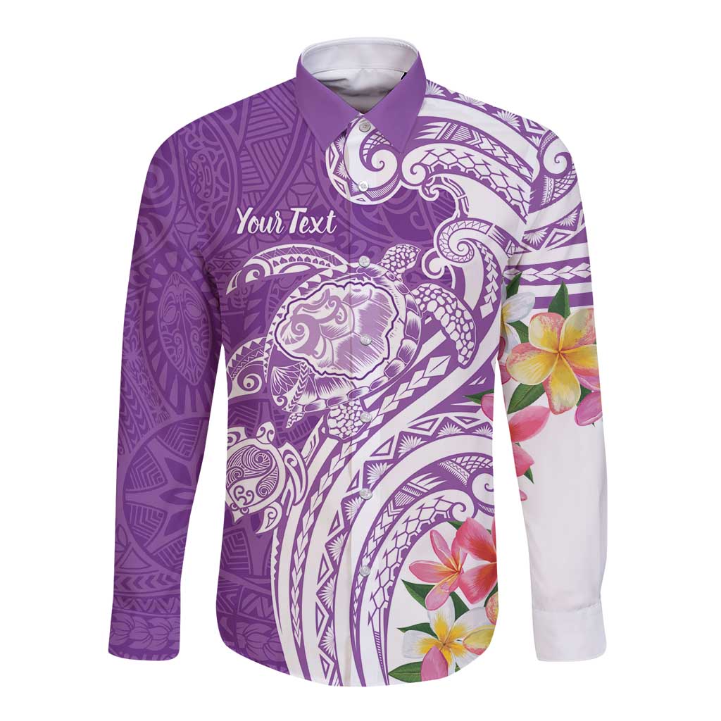 Aloha Kauai Island Personalized Long Sleeve Button Shirt Lilac Dreamy Turtle