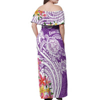 Aloha Kauai Island Personalized Off Shoulder Maxi Dress Lilac Dreamy Turtle