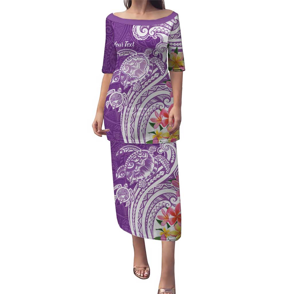 Aloha Kauai Island Personalized Puletasi Lilac Dreamy Turtle LT7 Long Dress Lilac - Polynesian Pride