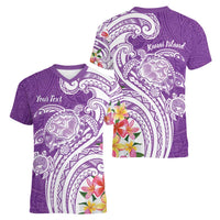 Aloha Kauai Island Personalized Women V-Neck T-Shirt Lilac Dreamy Turtle