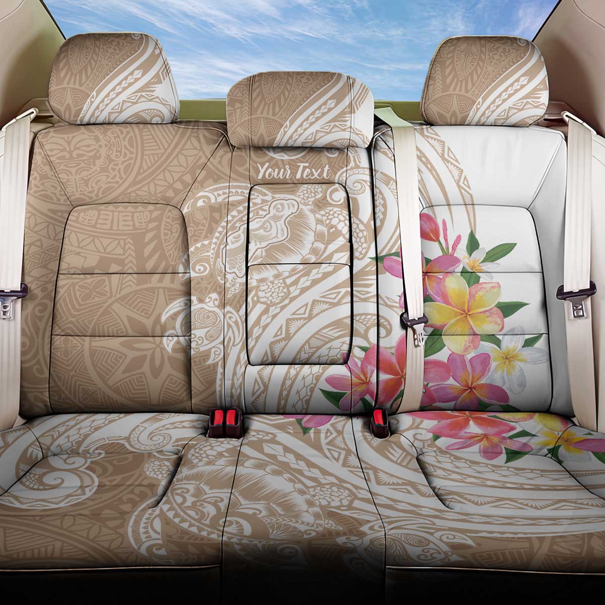 Aloha Niihau Island Personalized Back Car Seat Cover Beige Dreamy Turtle LT7 One Size Beige - Polynesian Pride