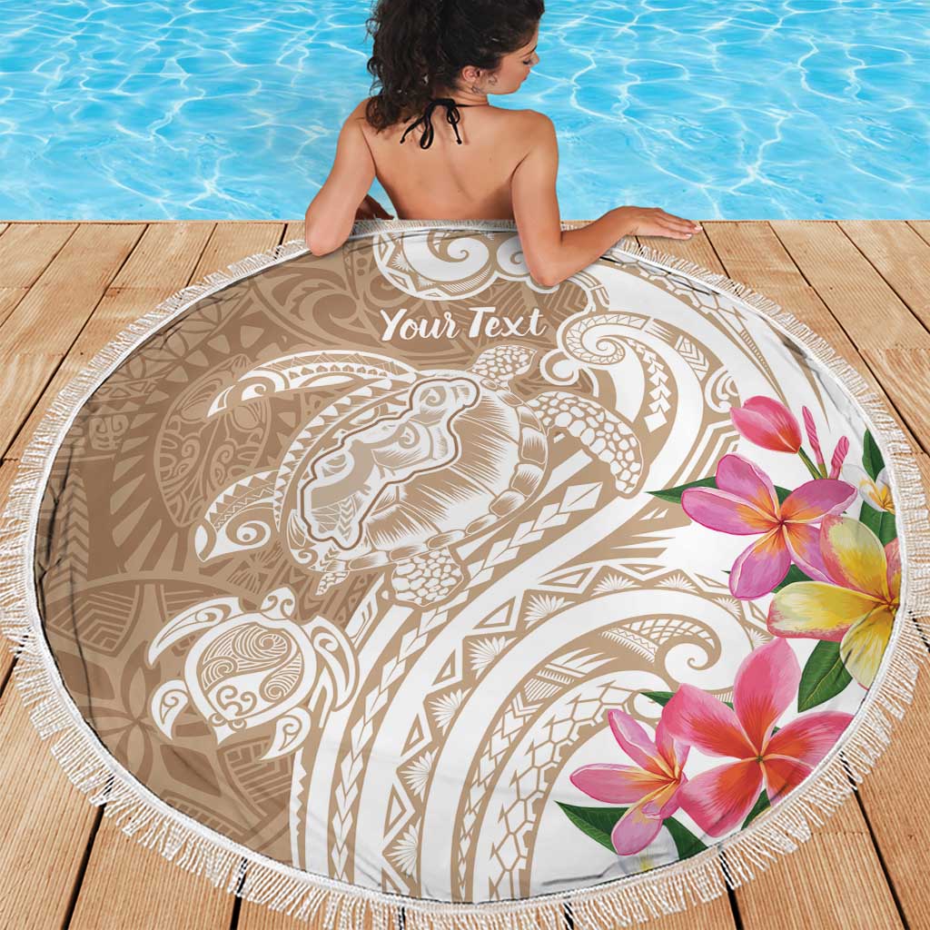 Aloha Ni’ihau Island Personalized Beach Blanket Beige Dreamy Turtle