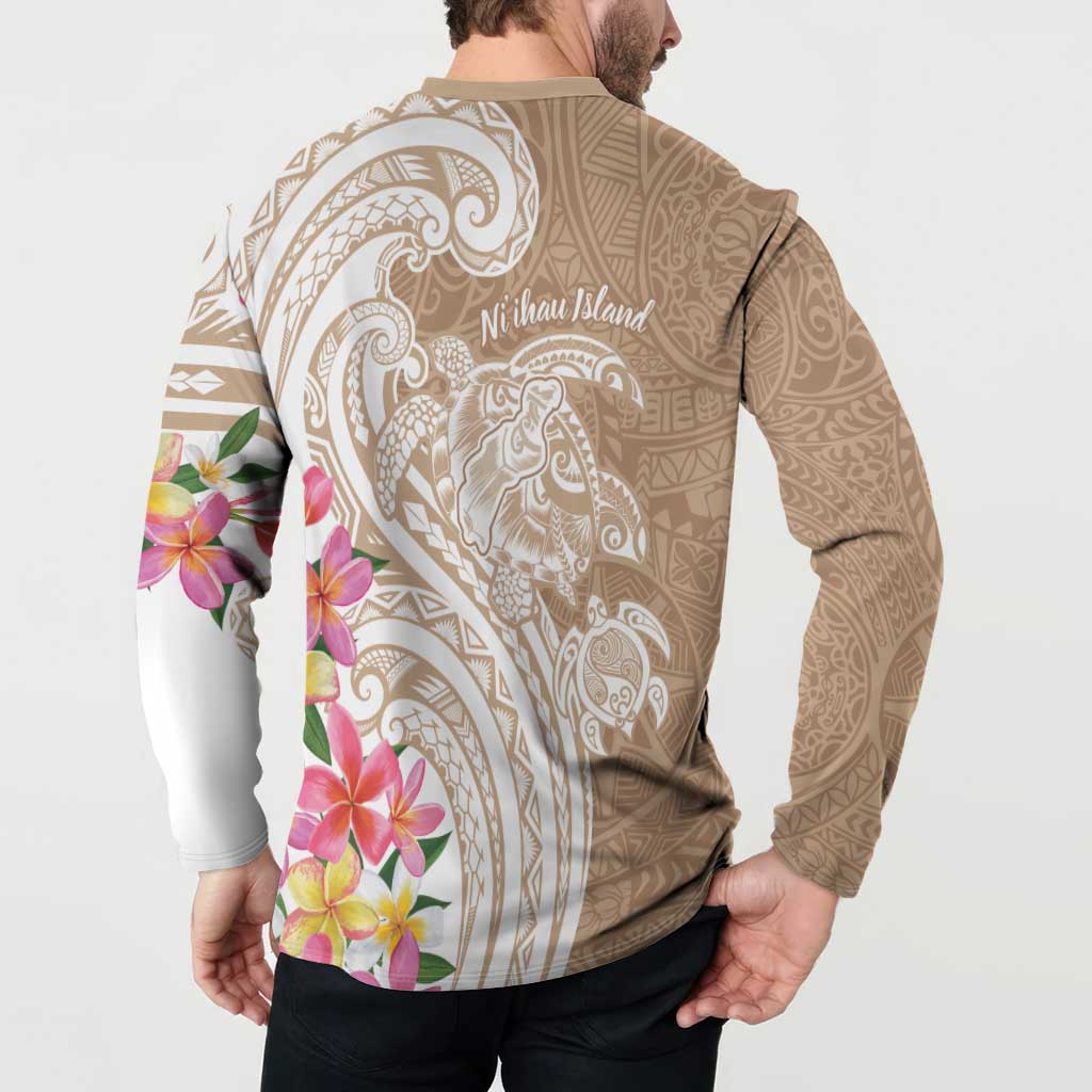 Aloha Ni’ihau Island Personalized Button Sweatshirt Beige Dreamy Turtle