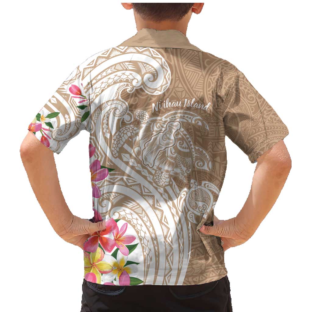 Aloha Niihau Island Personalized Family Matching Mermaid Dress and Hawaiian Shirt Beige Dreamy Turtle LT7 - Polynesian Pride