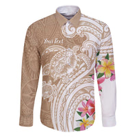 Aloha Niihau Island Personalized Family Matching Off The Shoulder Long Sleeve Dress and Hawaiian Shirt Beige Dreamy Turtle LT7 Dad's Shirt - Long Sleeve Beige - Polynesian Pride