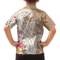 Aloha Ni’ihau Island Personalized Family Matching Off Shoulder Maxi Dress and Hawaiian Shirt Beige Dreamy Turtle