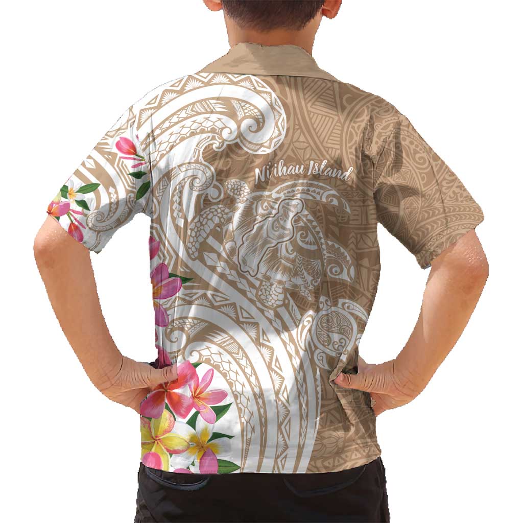 Aloha Ni’ihau Island Personalized Family Matching Summer Maxi Dress and Hawaiian Shirt Beige Dreamy Turtle