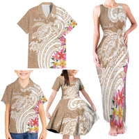 Aloha Niihau Island Personalized Family Matching Tank Maxi Dress and Hawaiian Shirt Beige Dreamy Turtle LT7 - Polynesian Pride