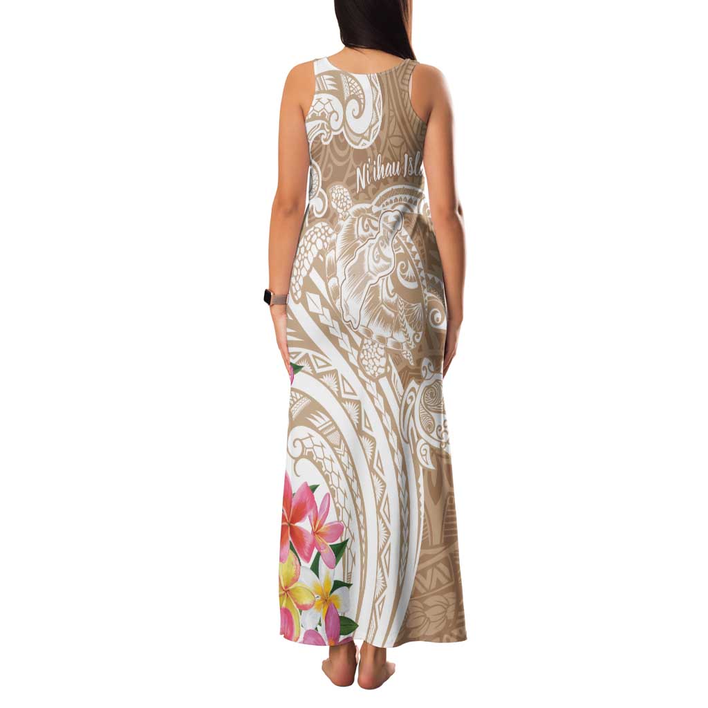 Aloha Niihau Island Personalized Family Matching Tank Maxi Dress and Hawaiian Shirt Beige Dreamy Turtle LT7 - Polynesian Pride
