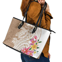 Aloha Ni’ihau Island Personalized Leather Tote Bag Beige Dreamy Turtle