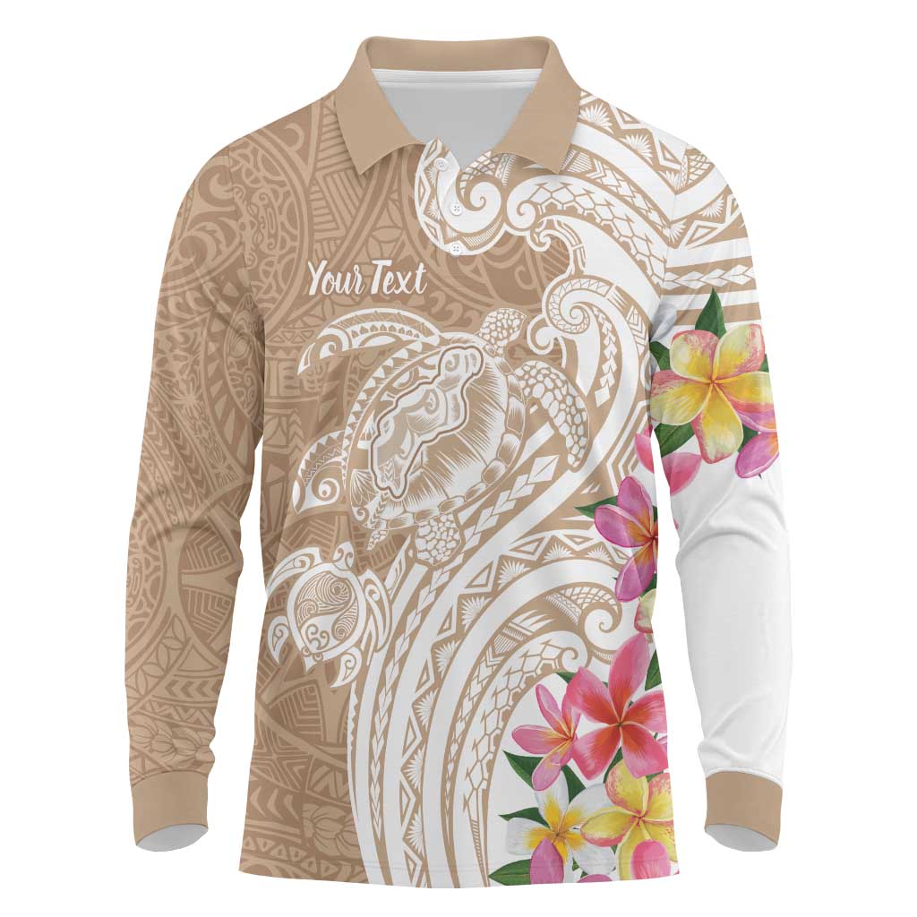Aloha Niihau Island Personalized Long Sleeve Polo Shirt Beige Dreamy Turtle LT7 Beige - Polynesian Pride