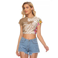 Aloha Ni’ihau Island Personalized Raglan Cropped T Shirt Beige Dreamy Turtle