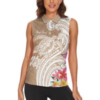 Aloha Ni’ihau Island Personalized Women Sleeveless Polo Shirt Beige Dreamy Turtle