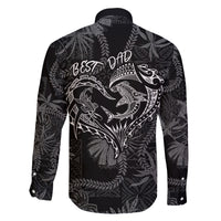 Hawaii Father's Day Vintage Lei Family Matching Long Sleeve Bodycon Dress and Hawaiian Shirt Hauoli la Makuakane - Black LT7 - Polynesian Pride