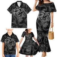 Hawaii Father's Day Vintage Lei Family Matching Mermaid Dress and Hawaiian Shirt Hauoli la Makuakane - Black LT7 - Polynesian Pride