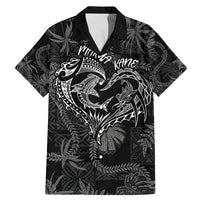 Hawaii Father's Day Vintage Lei Family Matching Mermaid Dress and Hawaiian Shirt Hauoli la Makuakane - Black LT7 Dad's Shirt - Short Sleeve Black - Polynesian Pride