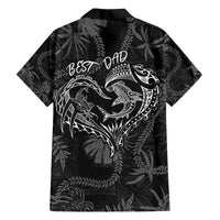 Hawaii Father's Day Vintage Lei Family Matching Off Shoulder Short Dress and Hawaiian Shirt Hauoli la Makuakane - Black LT7 - Polynesian Pride