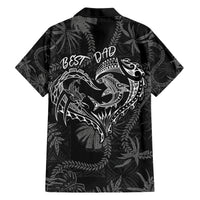 Hawaii Father's Day Vintage Lei Family Matching Short Sleeve Bodycon Dress and Hawaiian Shirt Hauoli la Makuakane - Black LT7 - Polynesian Pride