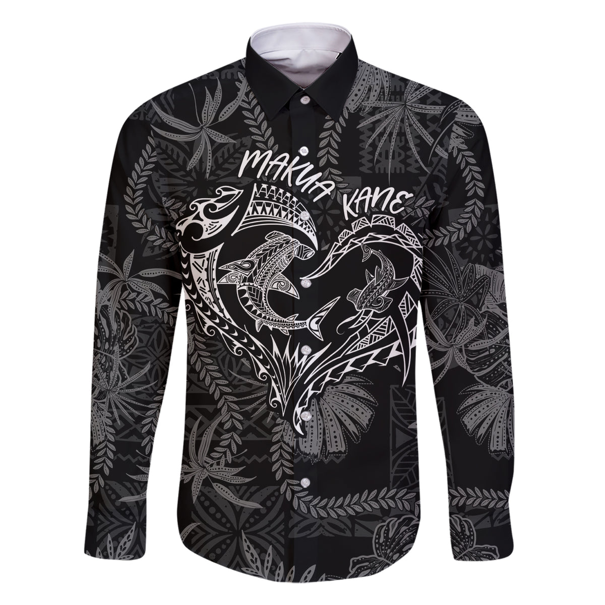 Hawaii Father's Day Vintage Lei Family Matching Short Sleeve Bodycon Dress and Hawaiian Shirt Hauoli la Makuakane - Black LT7 Dad's Shirt - Long Sleeve Black - Polynesian Pride