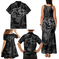 Hawaii Father's Day Vintage Lei Family Matching Tank Maxi Dress and Hawaiian Shirt Hauoli la Makuakane - Black LT7 - Polynesian Pride