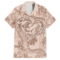 Hawaii Father's Day Vintage Lei Family Matching Puletasi and Hawaiian Shirt Hauoli la Makuakane - Beige LT7 Dad's Shirt - Short Sleeve Beige - Polynesian Pride