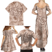 Hawaii Father's Day Vintage Lei Family Matching Summer Maxi Dress and Hawaiian Shirt Hauoli la Makuakane - Beige LT7 - Polynesian Pride